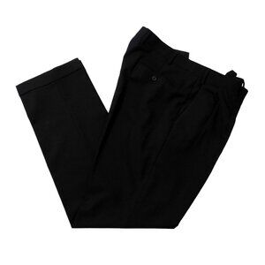 Ralph Lauren Slacks Mens Size 36x32 Black Pleated Cuffed Business Dress Pant